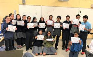 Stratford middle school students receive their Hour of Code certificates